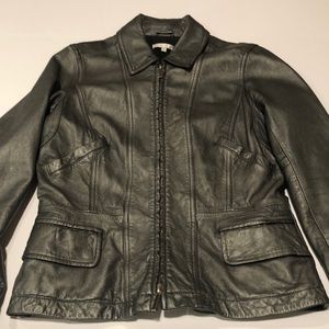 New Vince Metallic Gray Leather Moto Bomber Jacket‎